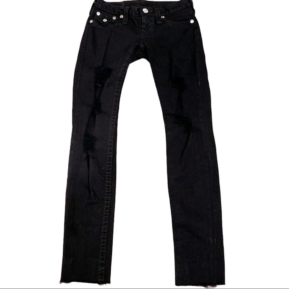NWOT True Religion Black Ripped Skinny Jeans